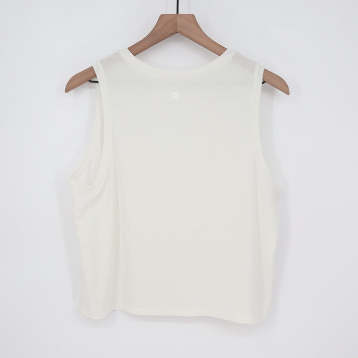All In Motion Crop Tank Top Womens White Knit Round Neck Yoga Running Activewear