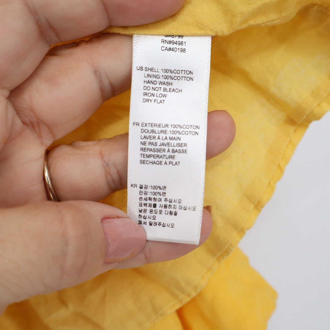 Twenty One Yellow Cotton Flared Mini Skirt Elastic Waist Lined Size L
