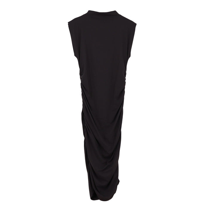 Stile Collection Crescent Black Ruched Side Midi Dress Large Sleeveless
