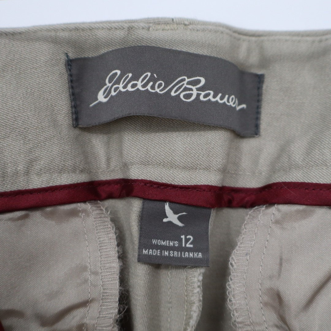 Eddie Bauer Sightscape Horizon Convertible Roll-Up Pants Womens 12 Beige Stretch