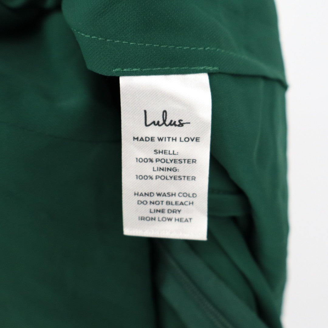 Lulus Reinette Midi Dress Womens Small Dark Green Lined Pleated Spaghetti Straps