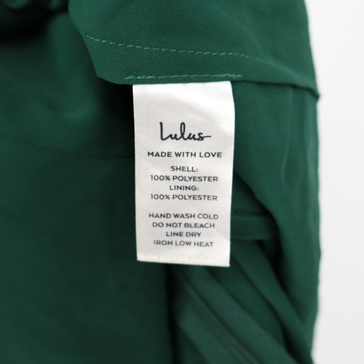 Lulus Reinette Midi Dress Womens Small Dark Green Lined Pleated Spaghetti Straps