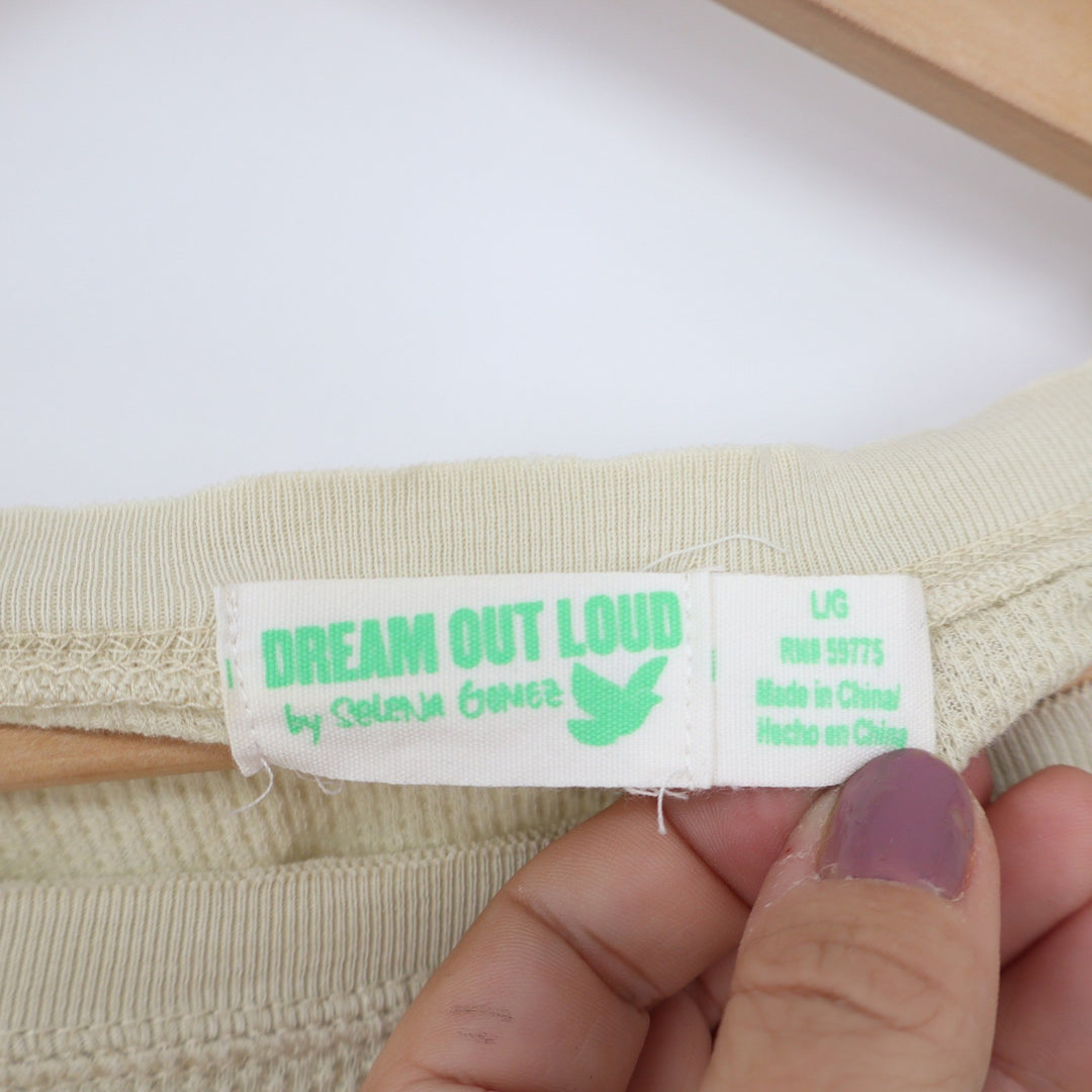 Dream Out Loud Selena Gomez Cream Waffle Knit Thermal Lace Trim Top Large