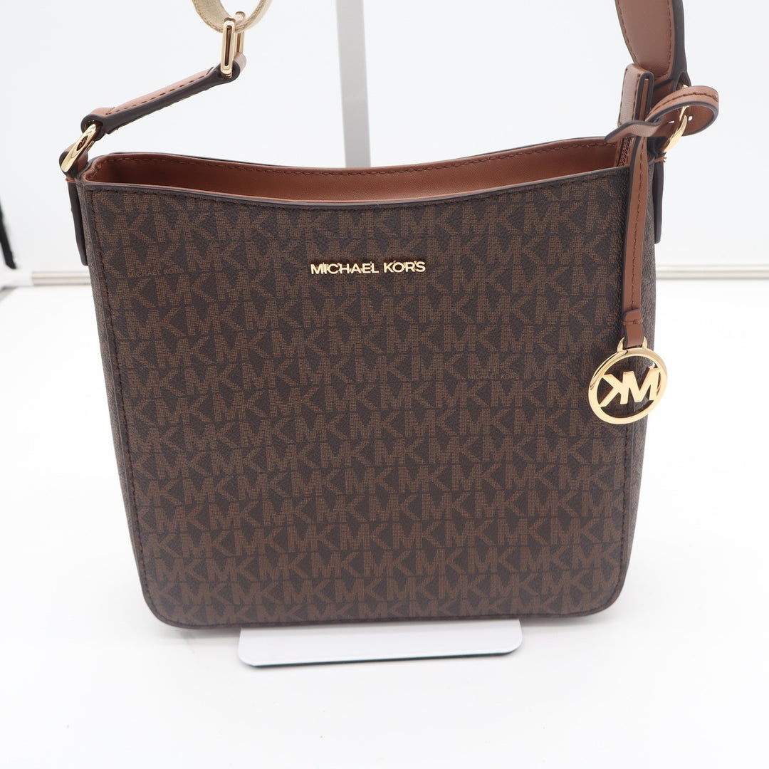 Michael Kors Jet Set Large East West Crossbody Bag Brown Logo Signature PVC