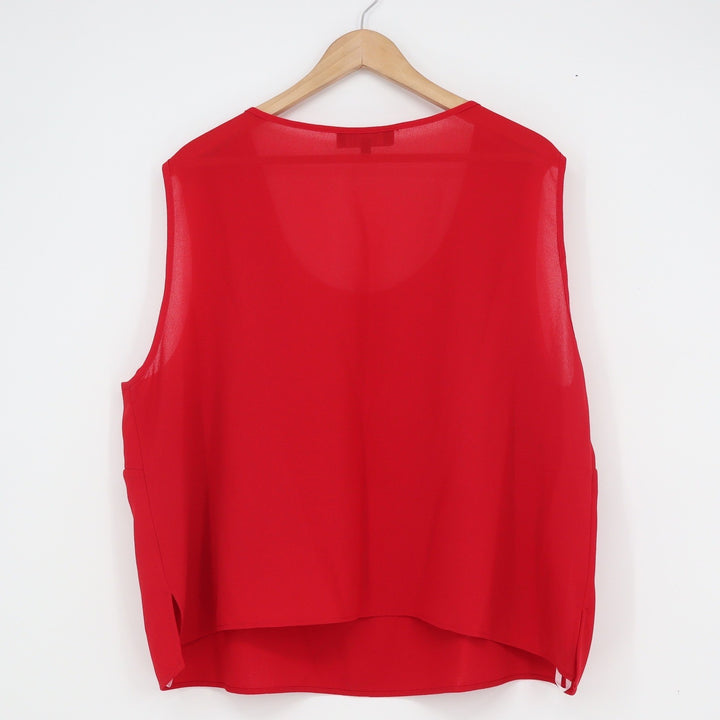 Montee Collection Red Sleeveless Scoop Neck Chiffon Blouse Plus Size 22W