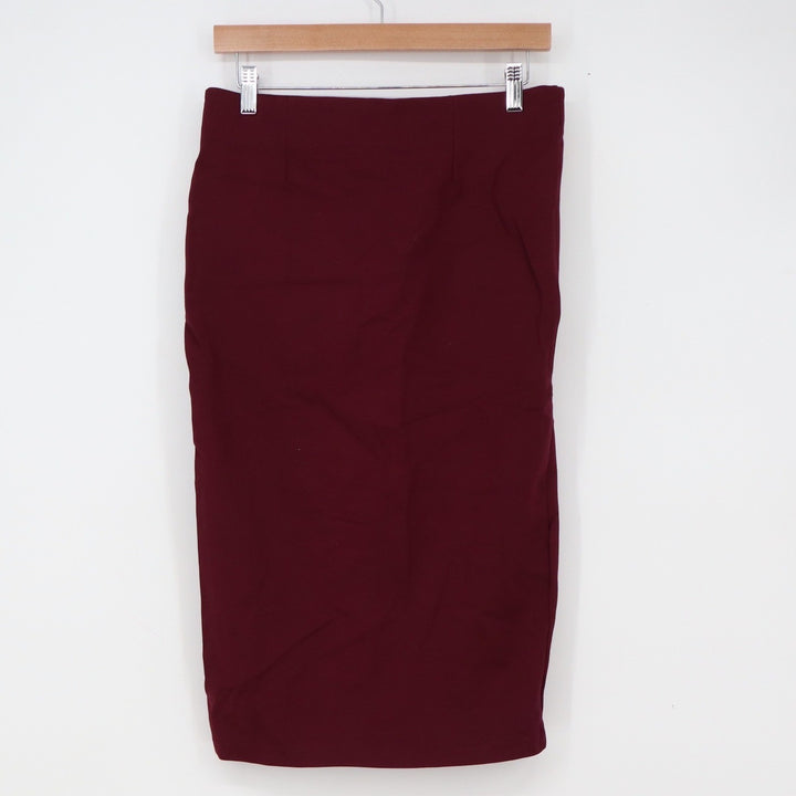 d.jeans Skirt Womens 6 Faux Wrap Pencil Burgundy O-Ring Stretch Excellent