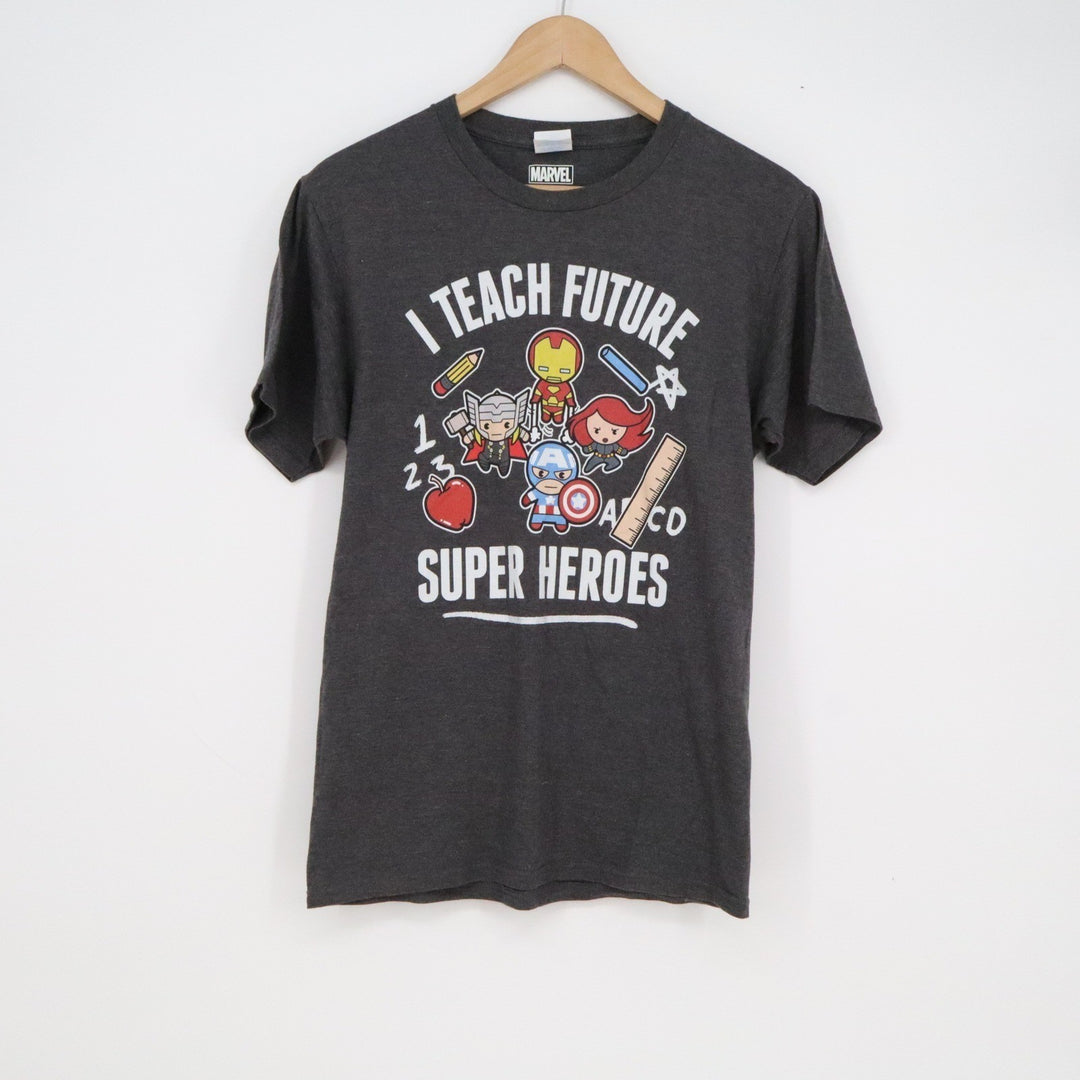 Marvel Port & Company I Teach Future Super Heroes Teacher T-Shirt Charcoal S