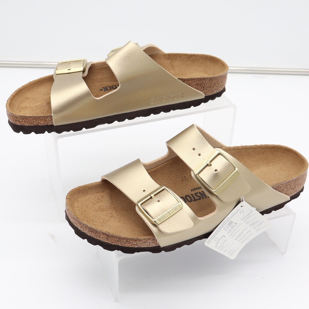 Birkenstock Arizona Metallic Gold Two Strap Slide Sandals 40 L9 M7 NEW