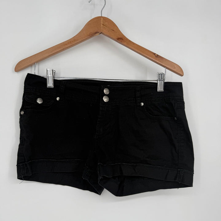 Forever 21 Black Denim Cuffed Shorts Size 26 Button Fly