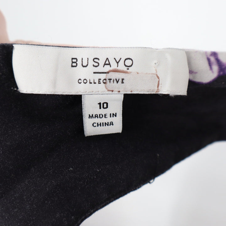 Busayo Collective Black Floral Batik Cotton Wide Leg Cutout Jumpsuit Size 10