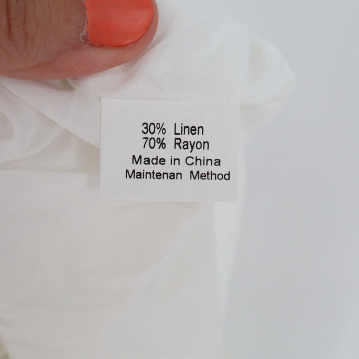 Unbranded Cream Linen Blend Wide Leg Elastic Waist Flowy Pants Large