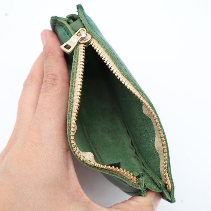 Portland Leather Goods Emerald Green Leather Half Moon Coin Pouch Zip Wallet