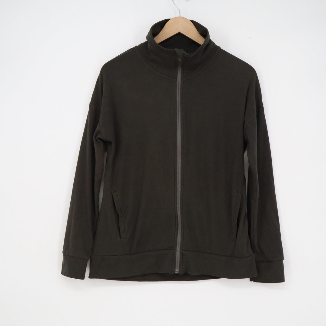 Mondetta Womens Full Zip Track Jacket Dark Olive Green Mock Neck Size S