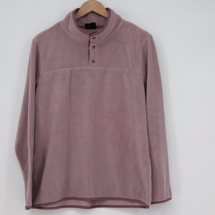 32 Degrees Heat Womens Fleece Pullover Snap Mock Neck Mauve Pink Large