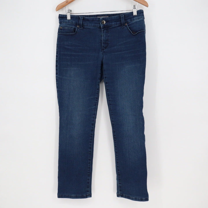 Chicos So Slimming Regular Rise Straight Leg Dark Wash Denim Jeans Size 4