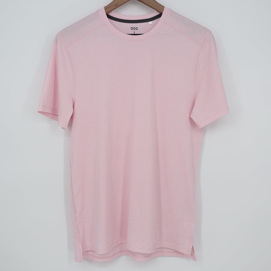 DSG Mens Short Sleeve Performance T-Shirt Pink Crew Neck Activewear Size S