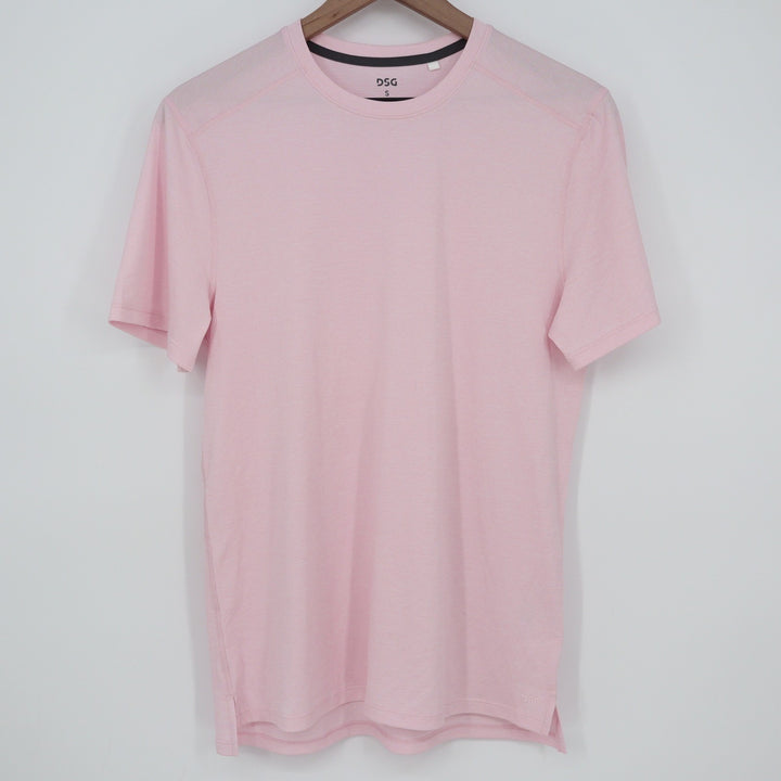 DSG Mens Short Sleeve Performance T-Shirt Pink Crew Neck Activewear Size S