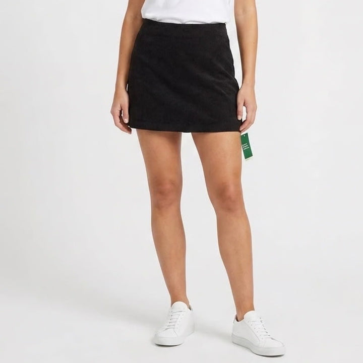 Halara Black Ribbed Corduroy Athletic Skort Mini Skirt Built-in Shorts Large