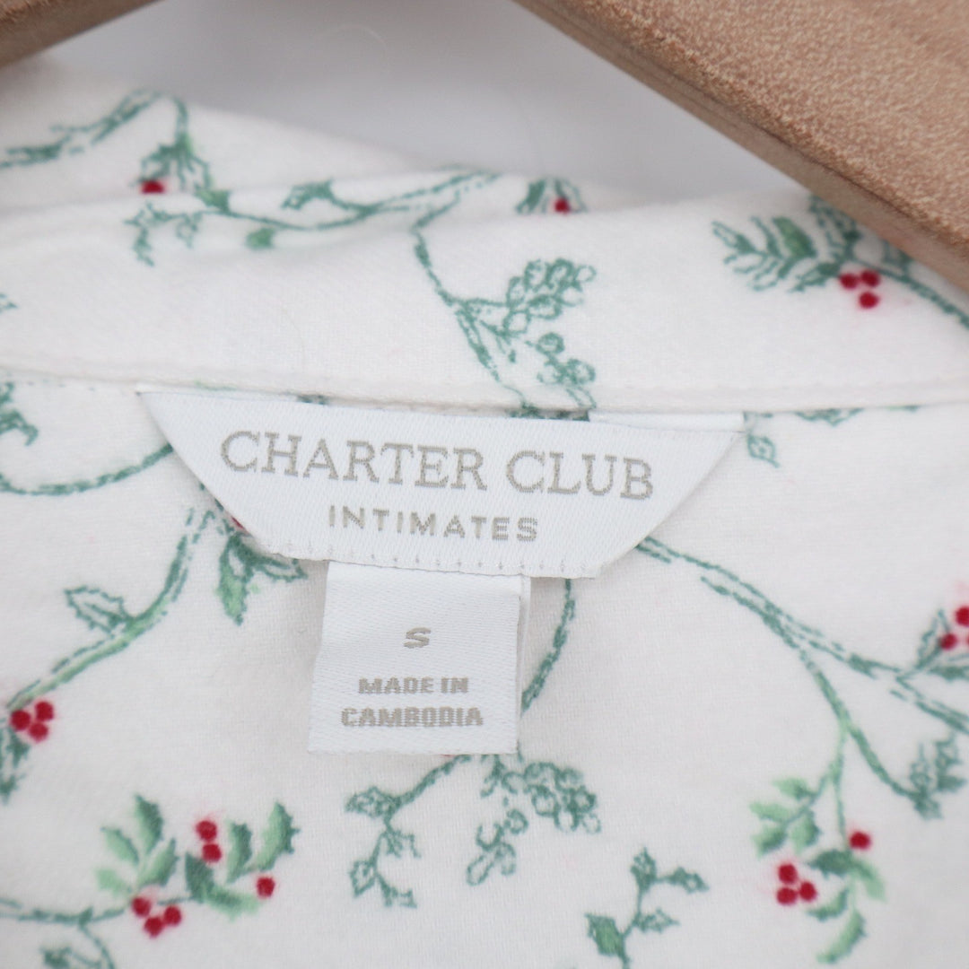 Charter Club Intimates Womens Small Pajama Set Cotton Cardinal Holiday White Red
