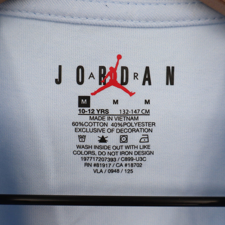 Jordan Boys Hydrogen Blue AJ1 Sneaker Patch T-Shirt Medium 10-12 9