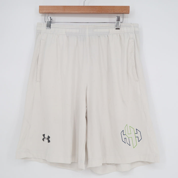 Under Armour Mens Loose Fit Athletic Shorts Gray Graphic Size Large RKA 360
