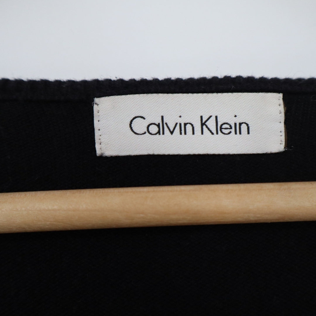 Calvin Klein Womens Black Cropped Toggle Front V-Neck Cardigan Sweater Logo