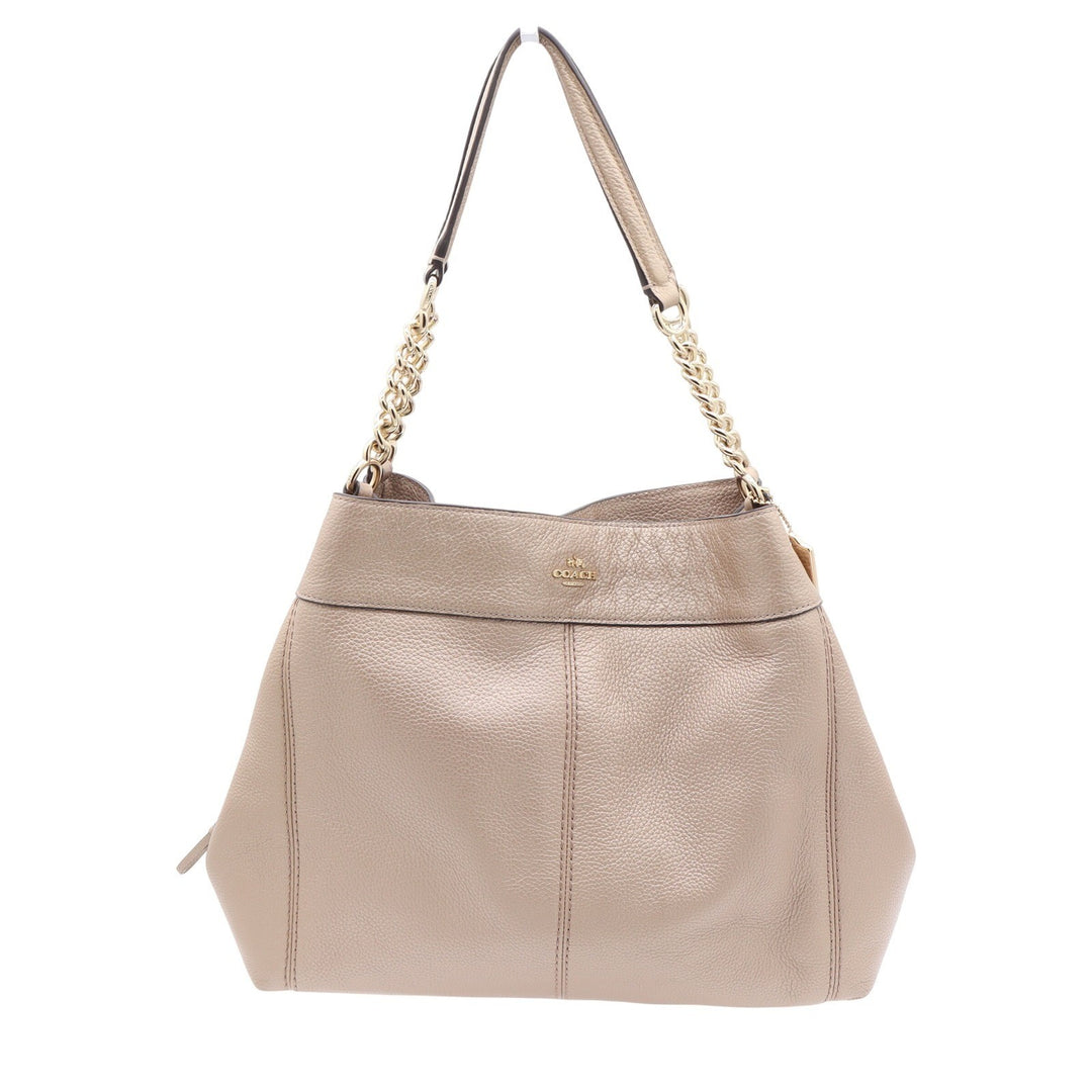 Coach Lexy Shoulder Bag Metallic Taupe Pebbled Leather Gold Hardware