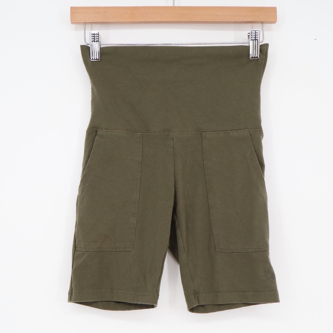 Aerie Bike Shorts Womens XS OG Original Olive Green High Rise Pockets Excellent