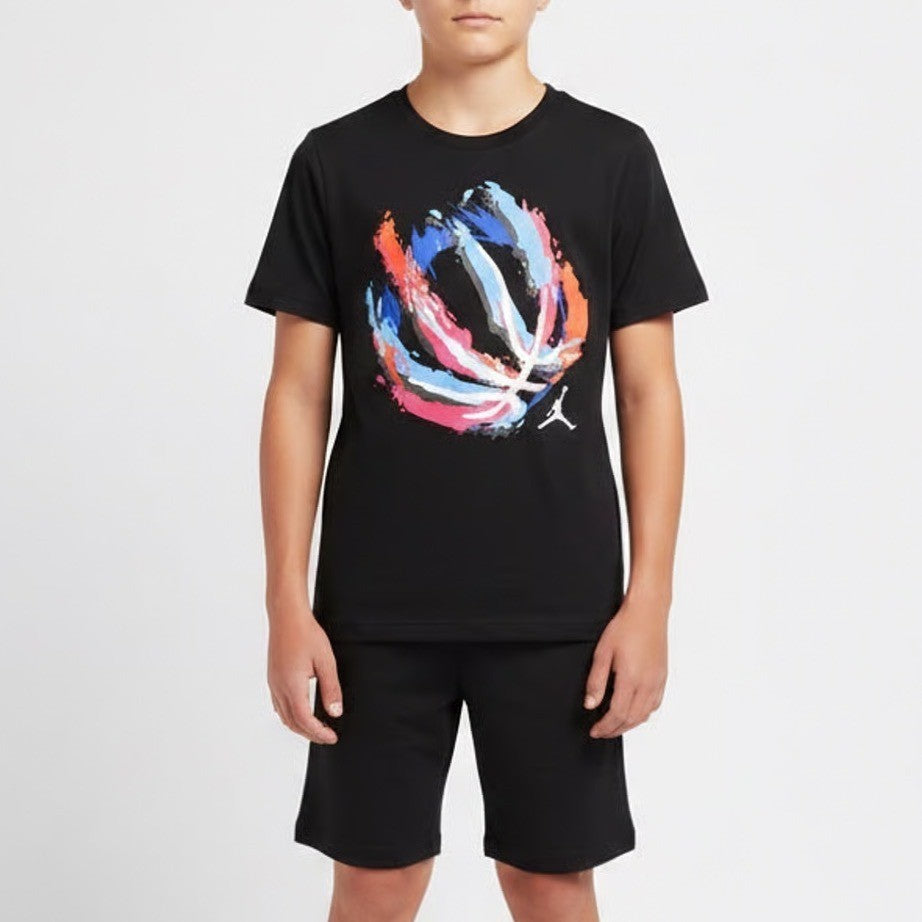 Jordan Boys Black Graphic Basketball T-Shirt Jumpman Logo Size M 10-12