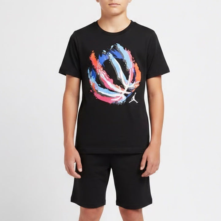 Jordan Boys Black Graphic Basketball T-Shirt Jumpman Logo Size M 10-12