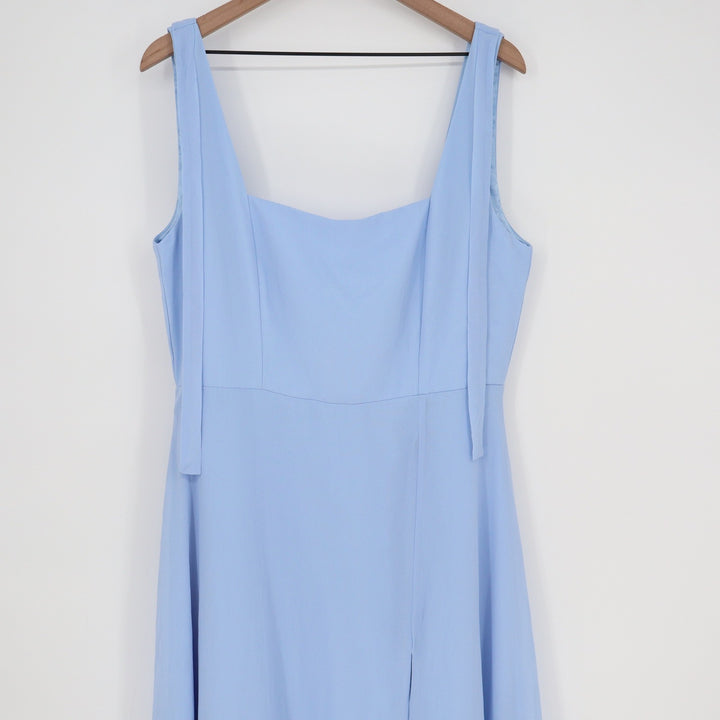 Lulus Light Blue Chiffon Square Neck Maxi Dress Sleeveless Side Slit Size XL