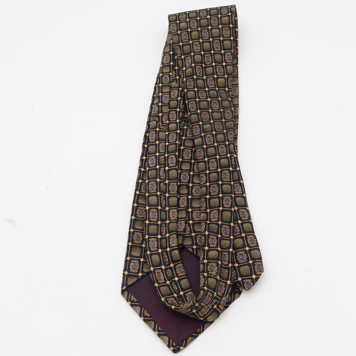 Boardroom Collection American Clothing Silk Tie Gold Navy Geometric Woven Italy
