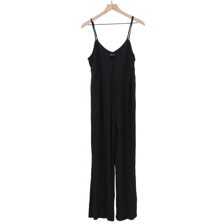 SO Goods For Life Black Ribbed O-Ring Wide Leg Jumpsuit XL NWT