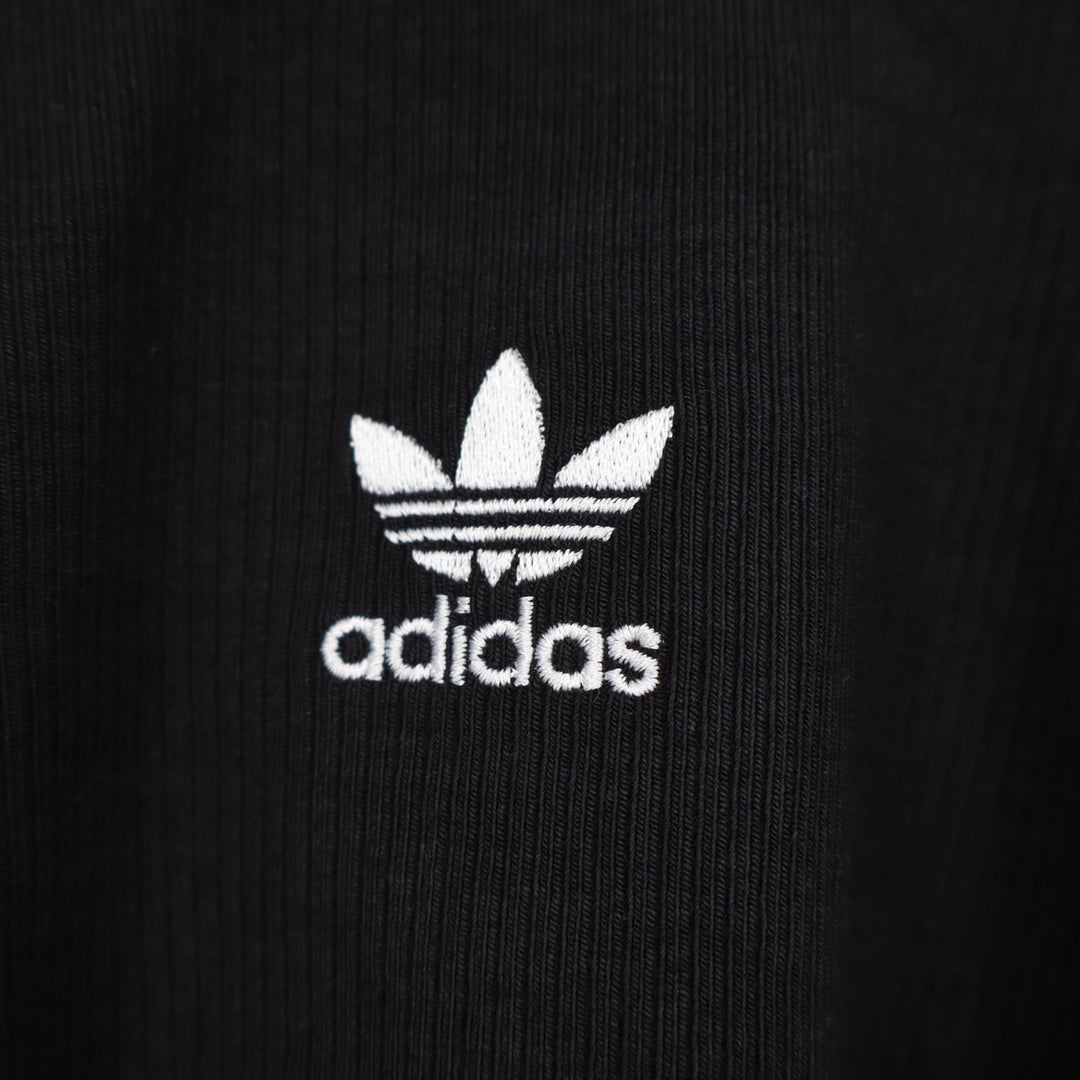 Adidas Originals Womens ESS CROP LS Ribbed Long Sleeve Crop Top Black XL
