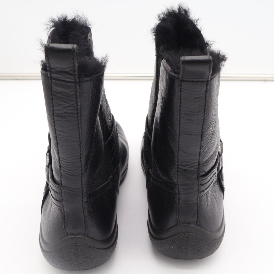 Abeo Zoey Black Leather Sheepskin Lined Harness Ankle Boots Womens 8