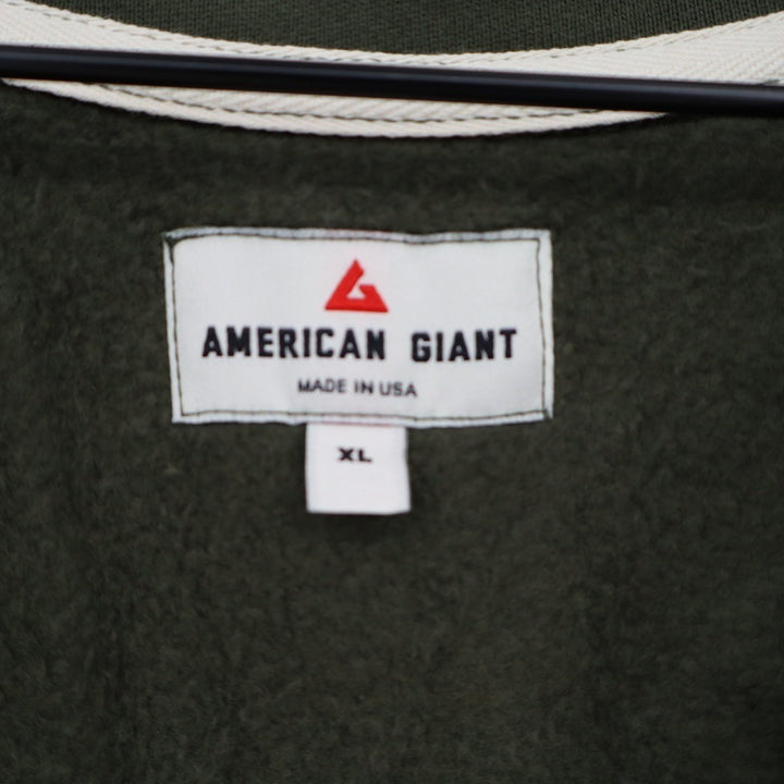 American Giant Midweight Sweatshirt Womens Large Olive Green Fleece Half Zip