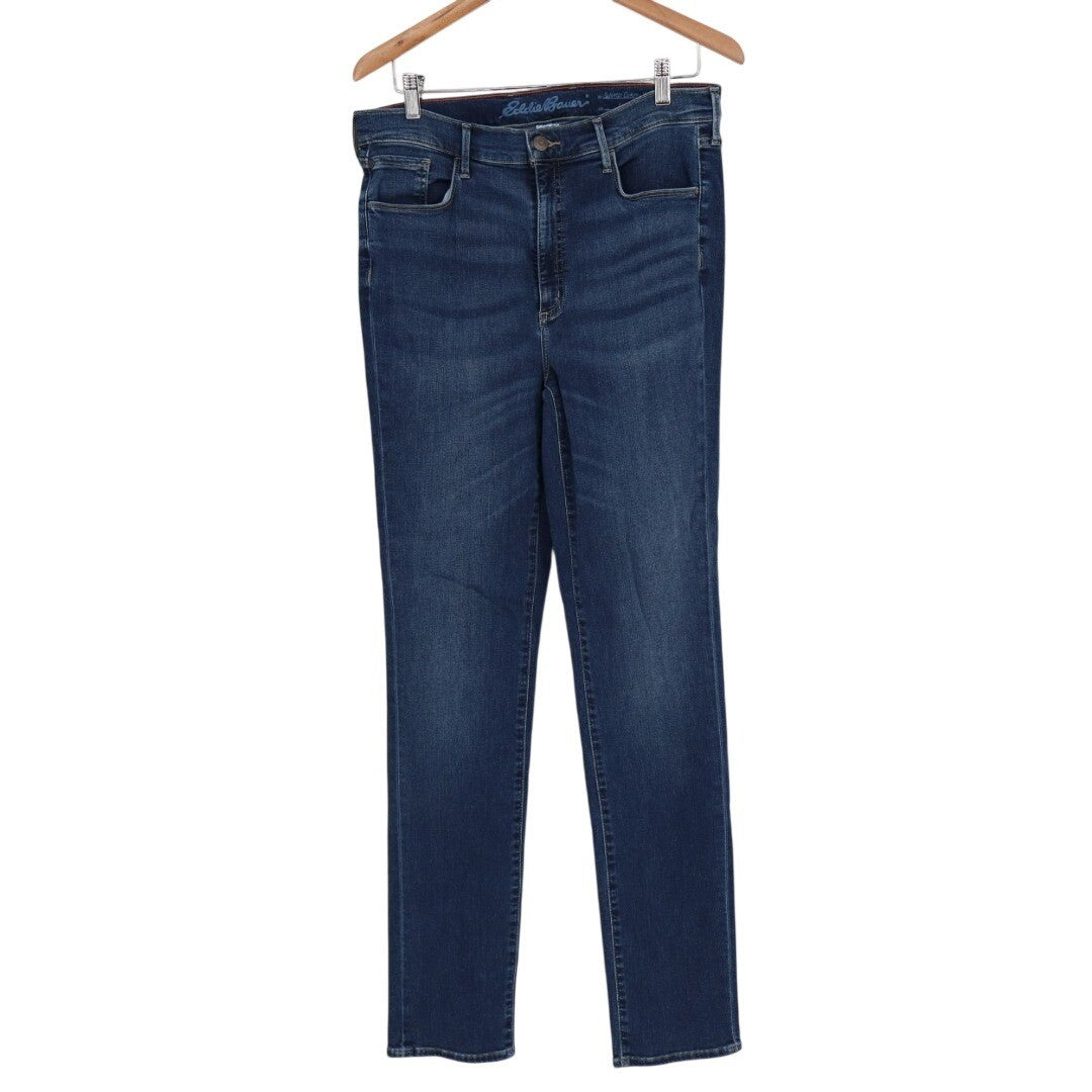 Eddie Bauer Skinny Jeans Womens 14 Blue Denim Cotton Stretch High Rise Outdoor