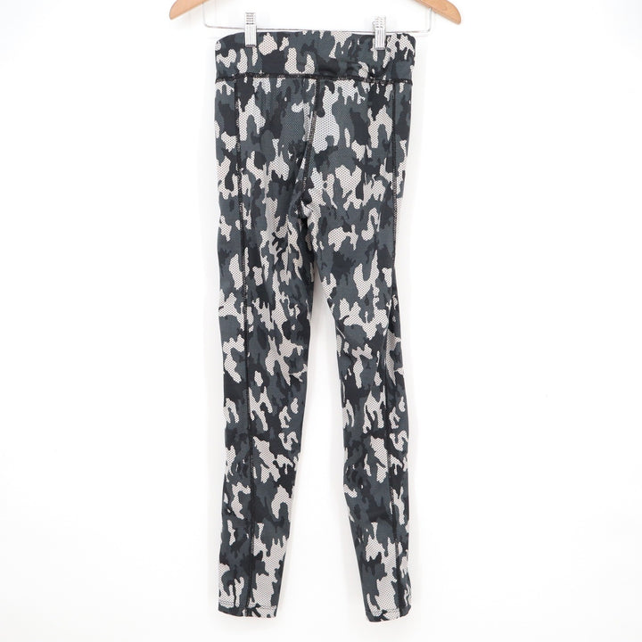 Clover Sport Womens Grey White Camo Honeycomb Athletic Yoga Leggings Size Small
