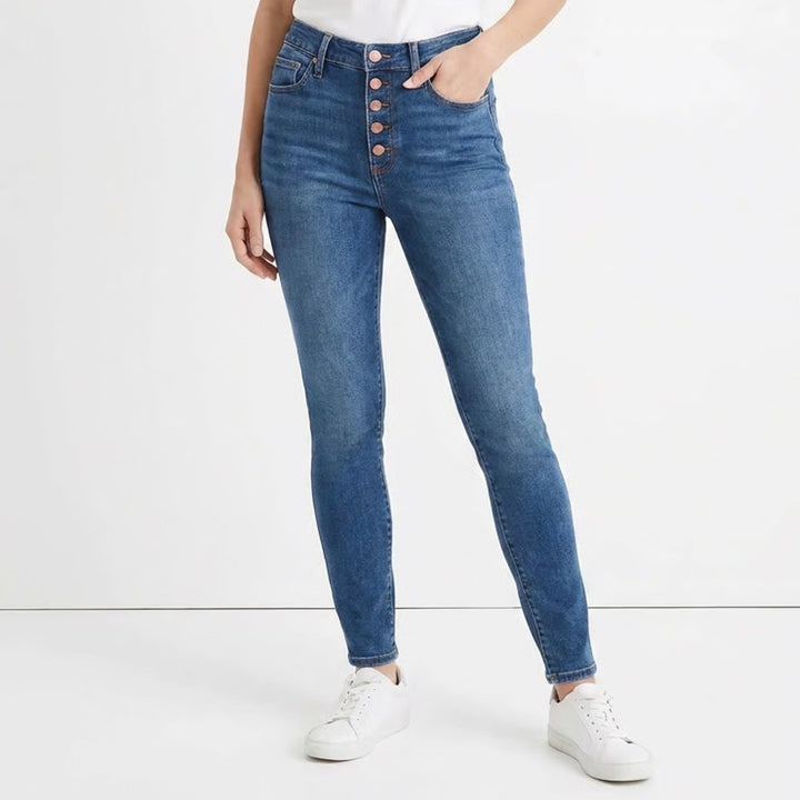 Universal Thread Womens High-Rise Skinny Jeans Dark Wash Button Fly Size 12/31R