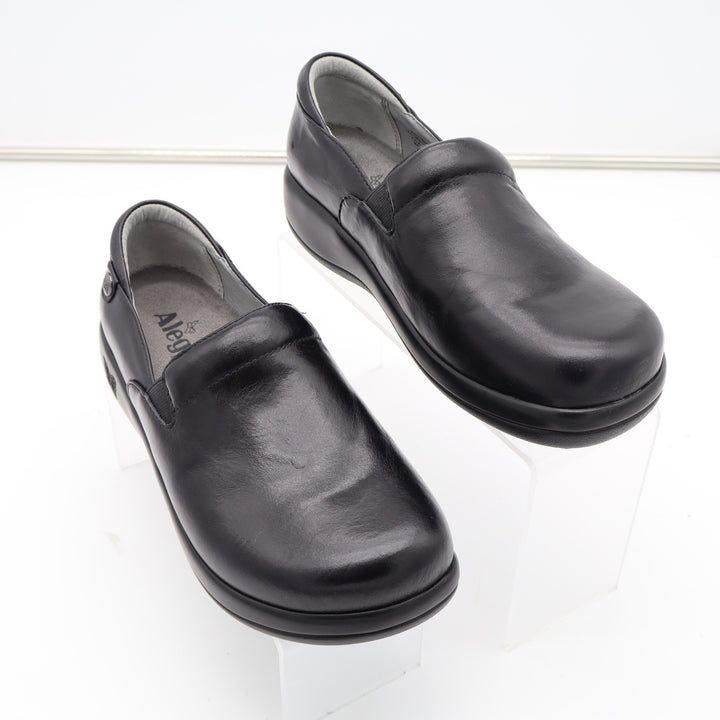 Alegria Keli Pro Black Leather Slip Resistant Clogs Shoes Womens 38