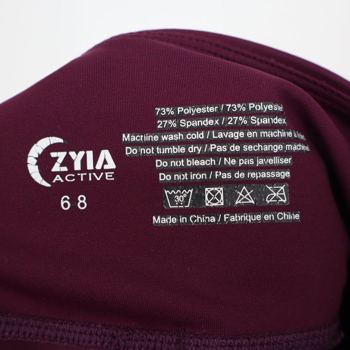 Zyia Active Leggings Womens 6-8 High-Rise Pocket Capri Burgundy Athletic