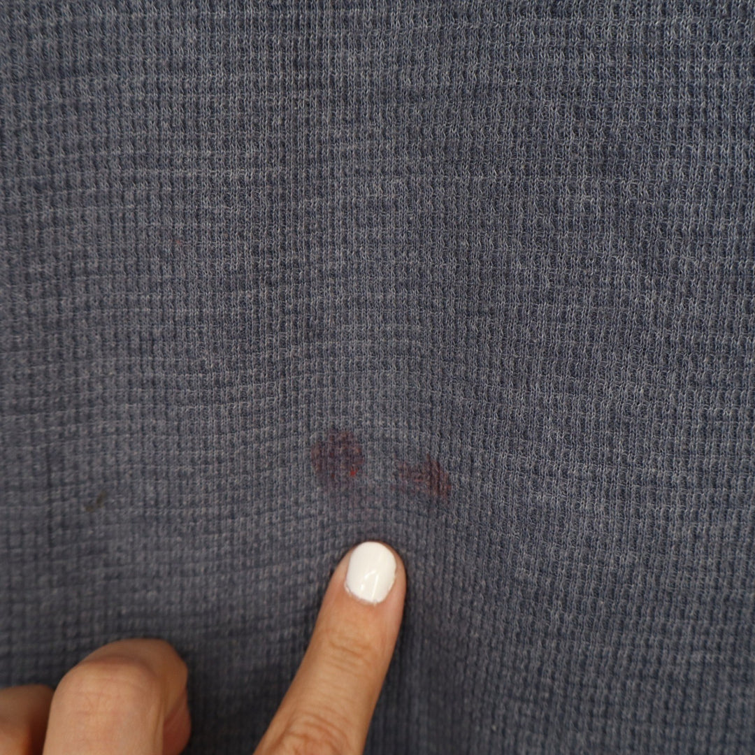 Beverly Hills Polo Club Mens Small Blue Grey Waffle Knit Thermal Shirt Logo