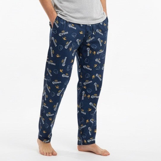 Corona Beer Pajama Pants Lounge Pants Sleepwear Size L Navy All Over Print