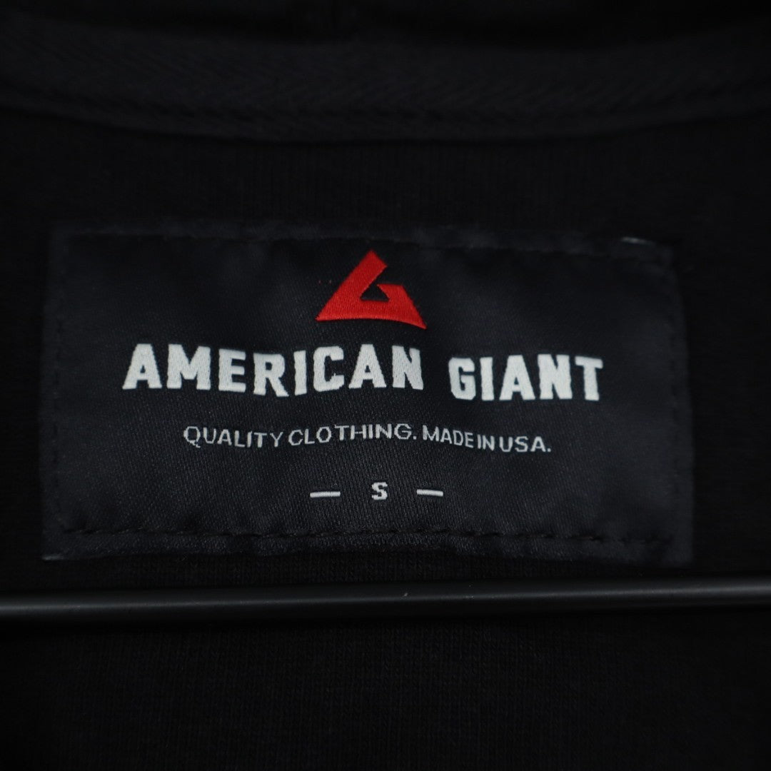 American Giant Hoodie Mens Small Black Full Zip Sherpa Lined Cotton Drawstring