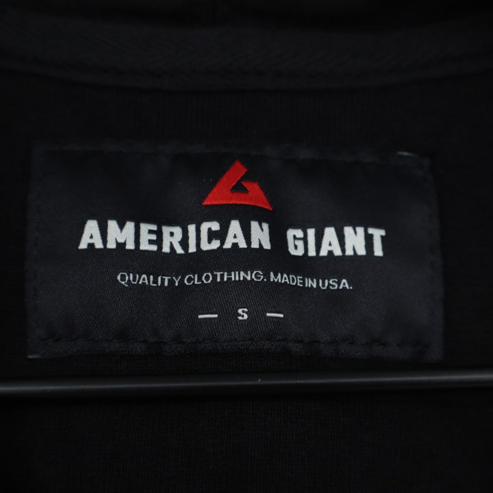 American Giant Hoodie Mens Small Black Full Zip Sherpa Lined Cotton Drawstring