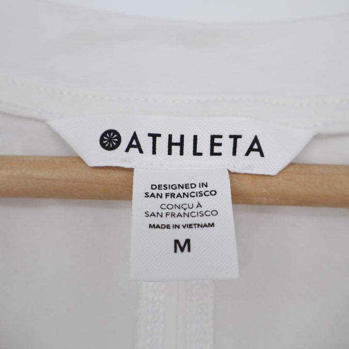 Athleta Renew V-Neck Twist Back Cap Sleeve Tee Cream Off-White Size M