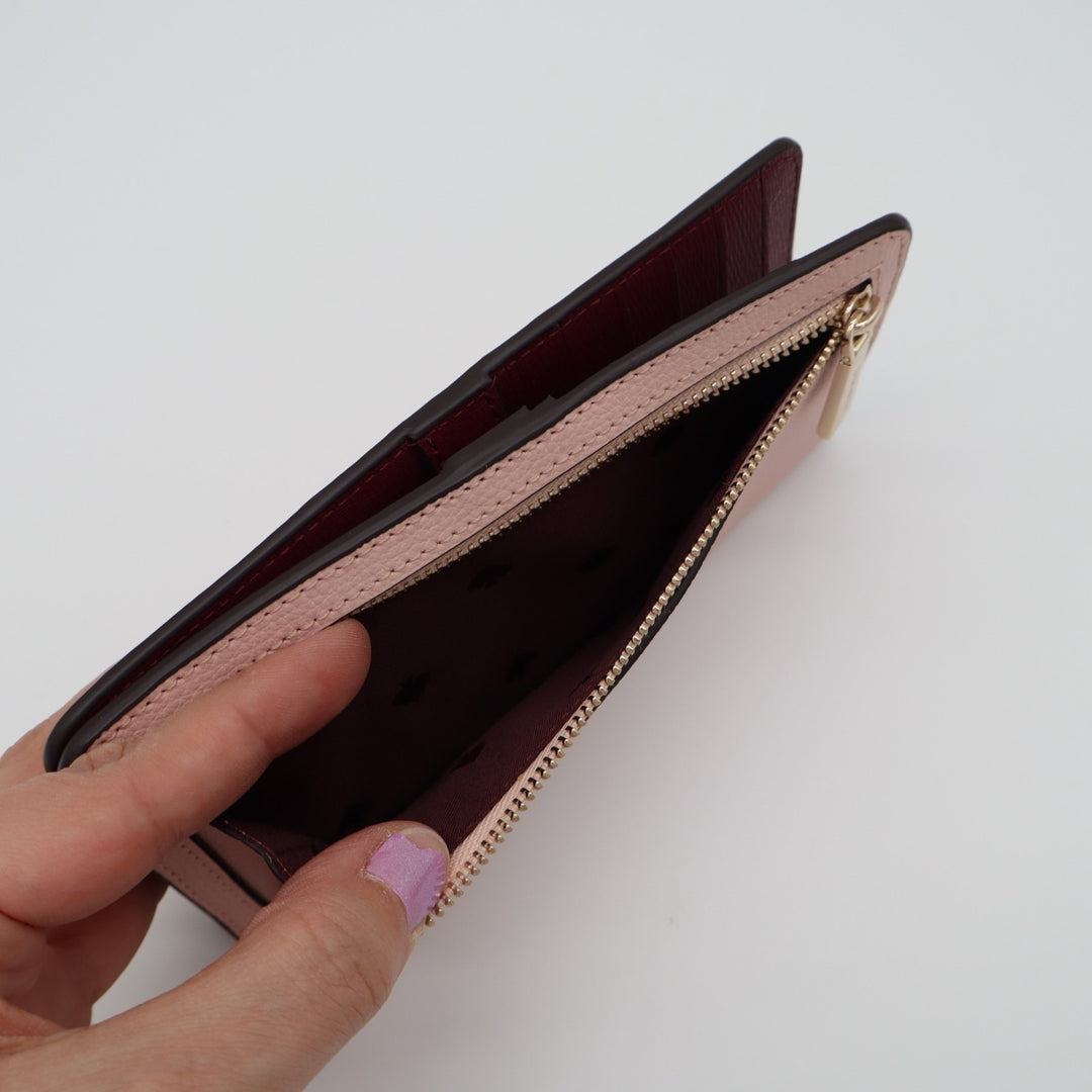 Kate Spade NY Large Slim Bifold Womens Pink Leather Credit Card Slots Wallet