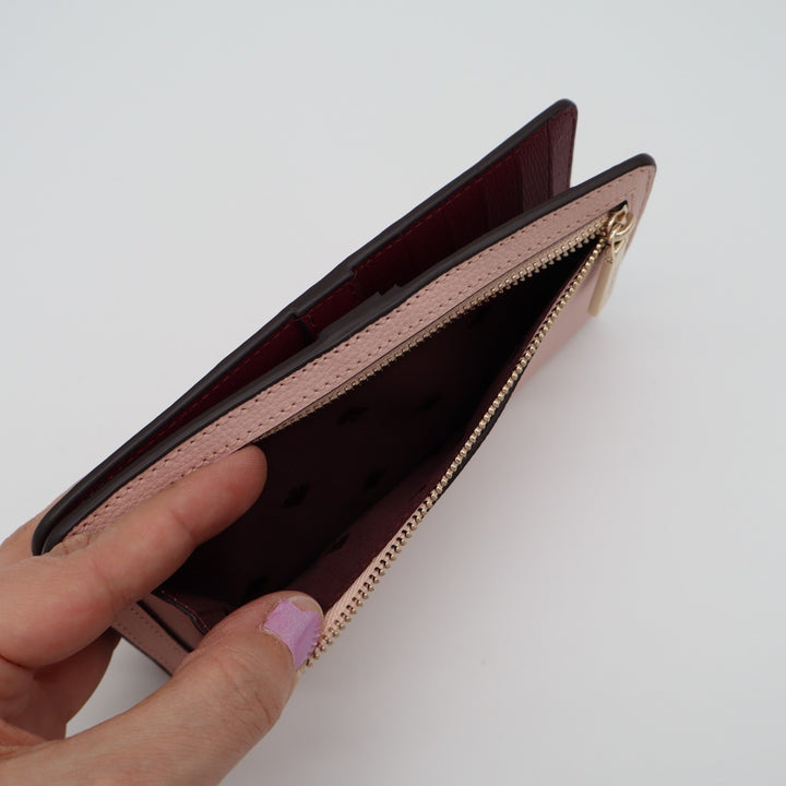 Kate Spade NY Large Slim Bifold Womens Pink Leather Credit Card Slots Wallet