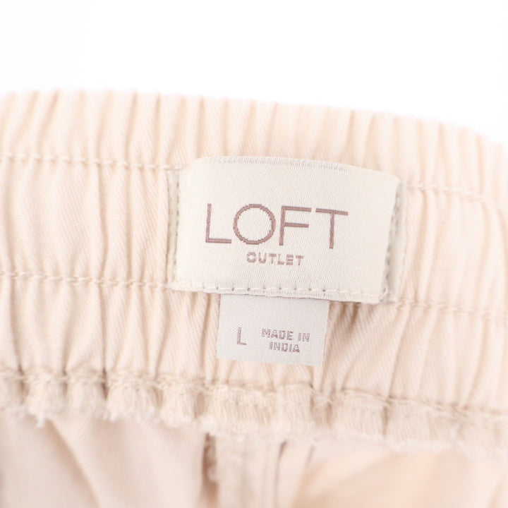 LOFT Outlet Beige Utility Jogger Pants Elastic Waist Drawstring Size L