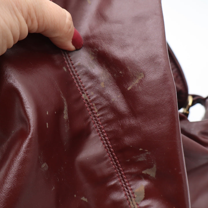 Unbranded Hobo Bag Womens OS Slouchy Burgundy Leather Large Zip Top Good
